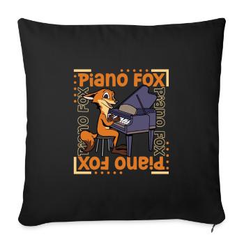 Fox at the piano - Sofa pillowcase 17,3'' x 17,3'' (45 x 45 cm) - black - Front