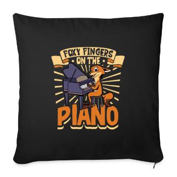 Fox at the Piano - Sofa pillowcase 17,3'' x 17,3'' (45 x 45 cm) - black - Front