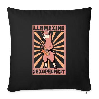 Lama Saxophonist - Sofa pillowcase 17,3'' x 17,3'' (45 x 45 cm) - black - Front