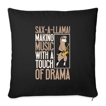 Lama au saxophone - Housse de coussin décorative 45 x 45 cm - noir - Devant