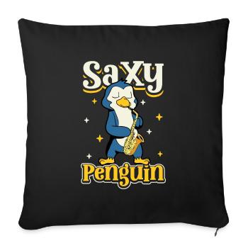 Saxy Penguin - Saxophoniste Pinguin - Housse de coussin décorative 45 x 45 cm - noir - Devant