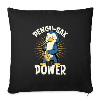 Pengu-Sax Power - Penguin on saxophone - Sofa pillowcase 17,3'' x 17,3'' (45 x 45 cm) - black - Front