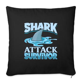 I survived a shark attack - shark attack - Sofa pillowcase 17,3'' x 17,3'' (45 x 45 cm) - black - Front