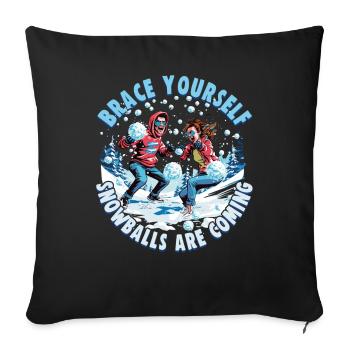 Schneeballschlacht - Préparez-vous les boules de neige sont - Housse de coussin décorative 45 x 45 cm - noir - Devant