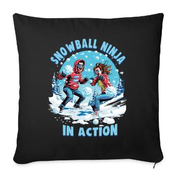 Snowball Fight - Snowball Ninja en action - Housse de coussin décorative 45 x 45 cm - noir - Devant