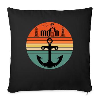 Moin mit Möwen dem Leuchtturm und Anker Moin - Sofakissenbezug 45 x 45 cm - Schwarz - Vorne