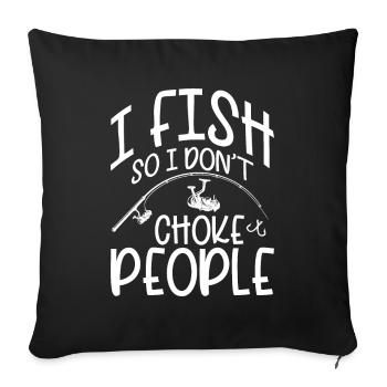 Drôle de pêche et de pêche en disant cadeau - Housse de coussin décorative 45 x 45 cm - noir - Devant