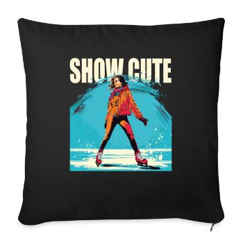 Patineur sur glace Patinage sur glace Patinage sur glace - Housse de coussin décorative 45 x 45 cm - noir - Devant
