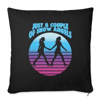 Patineur sur glace Patinage sur glace Patinage sur glace - Housse de coussin décorative 45 x 45 cm - noir - Devant