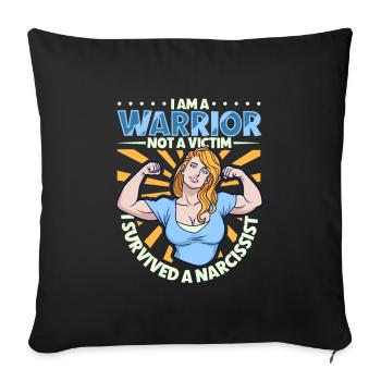 Combattant et non victime - survivant du narcissisme - Housse de coussin décorative 45 x 45 cm - noir - Devant