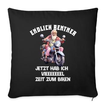 Endlich Rentner Zeit zum Biken Motorrad Opa - Sofakissenbezug 45 x 45 cm - Schwarz - Vorne