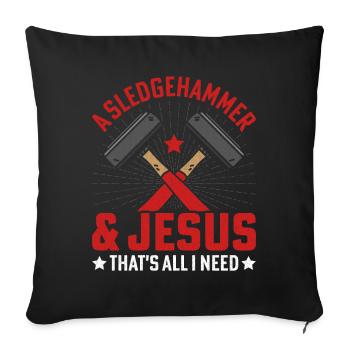 Fun day of house demolition - Sofa pillowcase 17,3'' x 17,3'' (45 x 45 cm) - black - Front