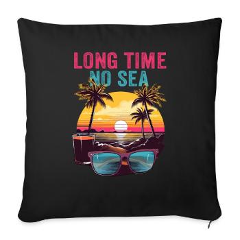 Vacances d’été à la mer Longtemps pas de mer - Housse de coussin décorative 45 x 45 cm - noir - Devant