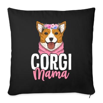 Corgi Mama - Sofa pillowcase 17,3'' x 17,3'' (45 x 45 cm) - black - Front