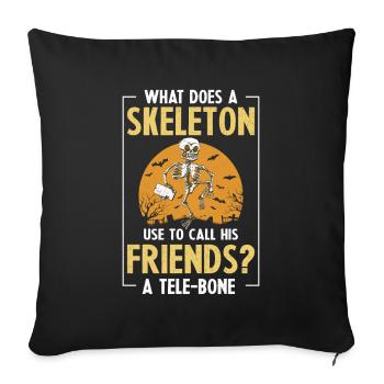 Skeleton Call Friends Tele-Bone Skelett Halloween - Housse de coussin décorative 45 x 45 cm - noir - Devant