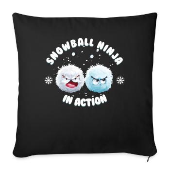 Snowball Fight - Snowball Ninja en action - Housse de coussin décorative 45 x 45 cm - noir - Devant