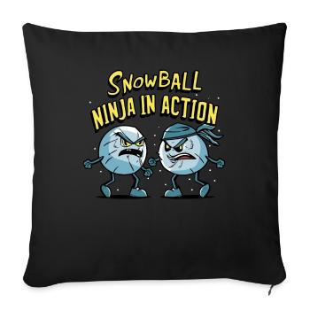 Snowball Fight - Snowball Ninja en action - Housse de coussin décorative 45 x 45 cm - noir - Devant