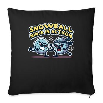 Snowball Fight - Snowball Ninja en action - Housse de coussin décorative 45 x 45 cm - noir - Devant
