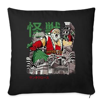 Kaiju Père Noël Monstre d’anime japonais Weihn - Housse de coussin décorative 45 x 45 cm - noir - Devant