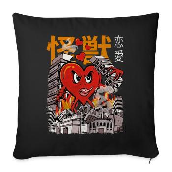 Kaiju Herz Japanisch Anime Monster Valentinstag - Sofakissenbezug 45 x 45 cm - Schwarz - Vorne