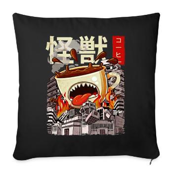 Kaiju Coffee Japanese Anime Monster Caffeine - Sofa pillowcase 17,3'' x 17,3'' (45 x 45 cm) - black - Front