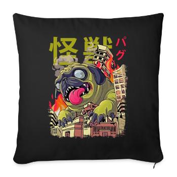 Kaiju Carlin Anime Japonais Monster Dog - Housse de coussin décorative 45 x 45 cm - noir - Devant