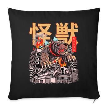 Kaiju Pitbull Japanese Anime Monster Dog - Sofa pillowcase 17,3'' x 17,3'' (45 x 45 cm) - black - Front