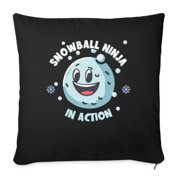 Bataille de boules de neige - Snowball Ninja en action - Housse de coussin décorative 45 x 45 cm - noir - Devant