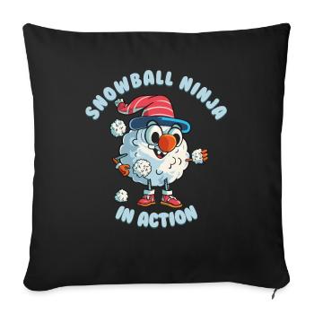 Bataille de boules de neige - Snowball Ninja en action - Housse de coussin décorative 45 x 45 cm - noir - Devant