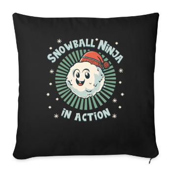Bataille de boules de neige - Snowball Ninja en action - Housse de coussin décorative 45 x 45 cm - noir - Devant