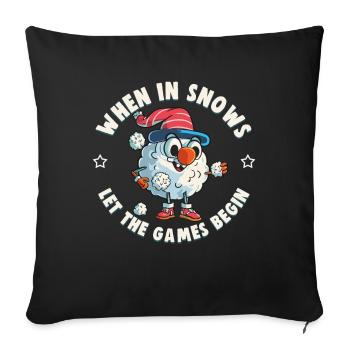 Schneeballschlacht - Quand il neige, laissez les jeux - Housse de coussin décorative 45 x 45 cm - noir - Devant