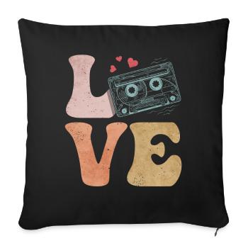 Tape cassette LOVE - Sofa pillowcase 17,3'' x 17,3'' (45 x 45 cm) - black - Front