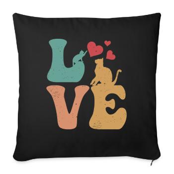 Cat LOVE Cat lovers I love cats - Sofa pillowcase 17,3'' x 17,3'' (45 x 45 cm) - black - Front