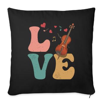 Violoncelle Instrument Violoncelliste LOVE - Housse de coussin décorative 45 x 45 cm - noir - Devant