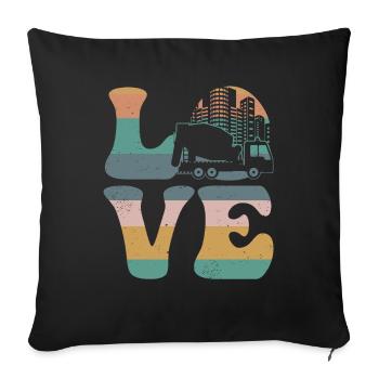 Cement Mixer Concrete Mixer - Sofa pillowcase 17,3'' x 17,3'' (45 x 45 cm) - black - Front