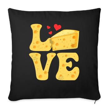Käse Gouda Feta Cheddar LIEBE - Sofakissenbezug 45 x 45 cm - Schwarz - Vorne