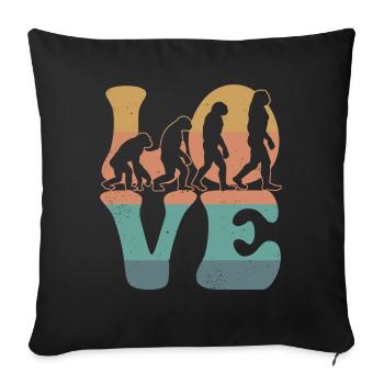 Charles Darwin Theory of Evolution LOVE - Sofa pillowcase 17,3'' x 17,3'' (45 x 45 cm) - black - Front