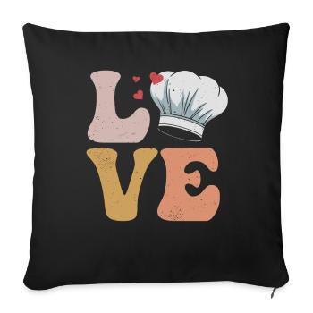 Chef Cooking LOVE - Sofa pillowcase 17,3'' x 17,3'' (45 x 45 cm) - black - Front