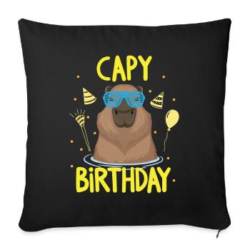 Capybara Capy Birthday Geburtstag - Sofa pillowcase 17,3'' x 17,3'' (45 x 45 cm) - black - Front