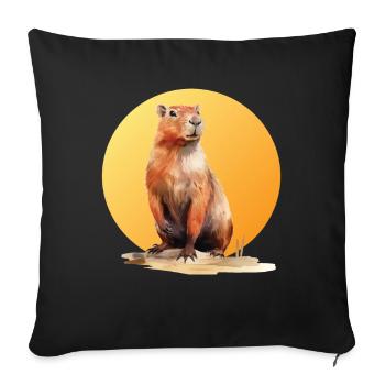 Capybara Capibara Wasserschwein - Sofa pillowcase 17,3'' x 17,3'' (45 x 45 cm) - black - Front