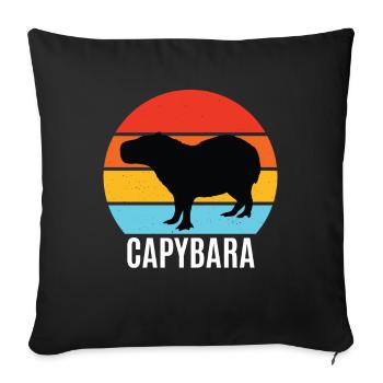 Capybara Retro Capibara Wasserschwein - Sofa pillowcase 17,3'' x 17,3'' (45 x 45 cm) - black - Front