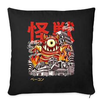 Kaiju Bacon Anime Japonais Monster Eyeball - Housse de coussin décorative 45 x 45 cm - noir - Devant