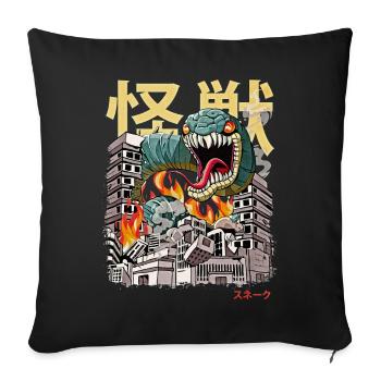 Kaiju Snake Japanese Anime Monster Reptile - Sofa pillowcase 17,3'' x 17,3'' (45 x 45 cm) - black - Front