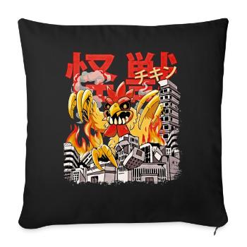 Kaiju Poulet Anime Japonais Monster Farm Animal - Housse de coussin décorative 45 x 45 cm - noir - Devant
