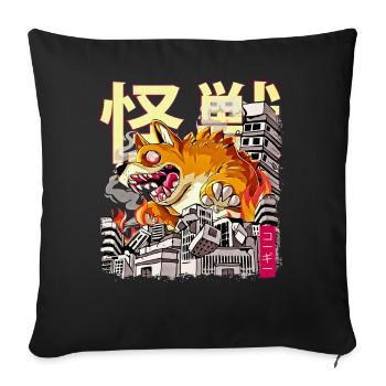 Kaiju Corgi Anime Japonais Monster Dog - Housse de coussin décorative 45 x 45 cm - noir - Devant