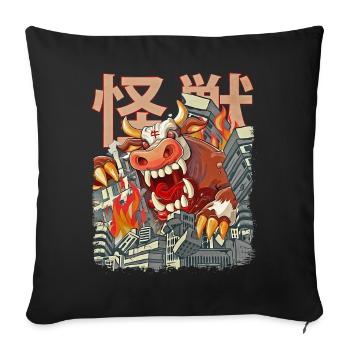 Kaiju Cow Japanese Anime Monster Cattle Heifer - Sofa pillowcase 17,3'' x 17,3'' (45 x 45 cm) - black - Front