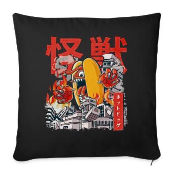 Kaiju Hot Dog Anime Japonais Monster Hot Dog - Housse de coussin décorative 45 x 45 cm - noir - Devant