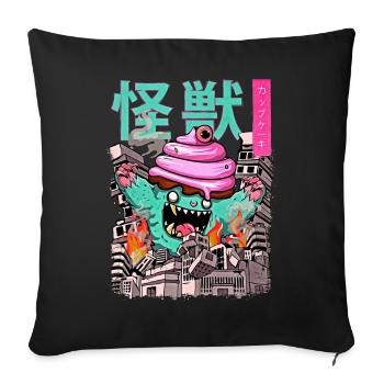 Kaiju Cupcake Japanese Anime Monster Pastry Bake - Sofa pillowcase 17,3'' x 17,3'' (45 x 45 cm) - black - Front