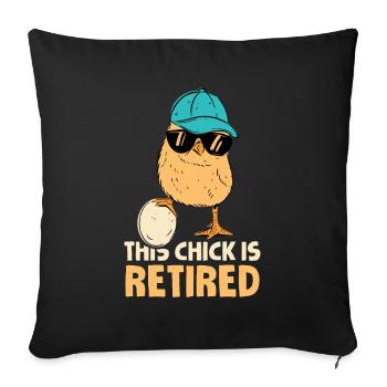Pension de retraité drôle Ce poussin est à la retraite - Housse de coussin décorative 45 x 45 cm - noir - Devant