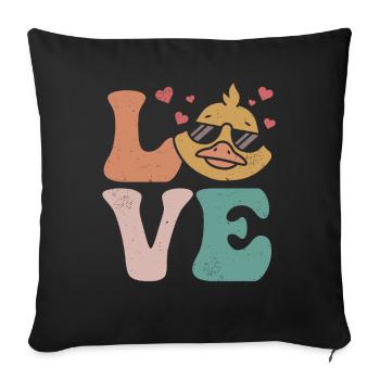 Canard Caneton Canard AMOUR - Housse de coussin décorative 45 x 45 cm - noir - Devant